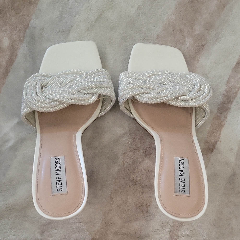 Steve Madden Women's White Slide Sandals